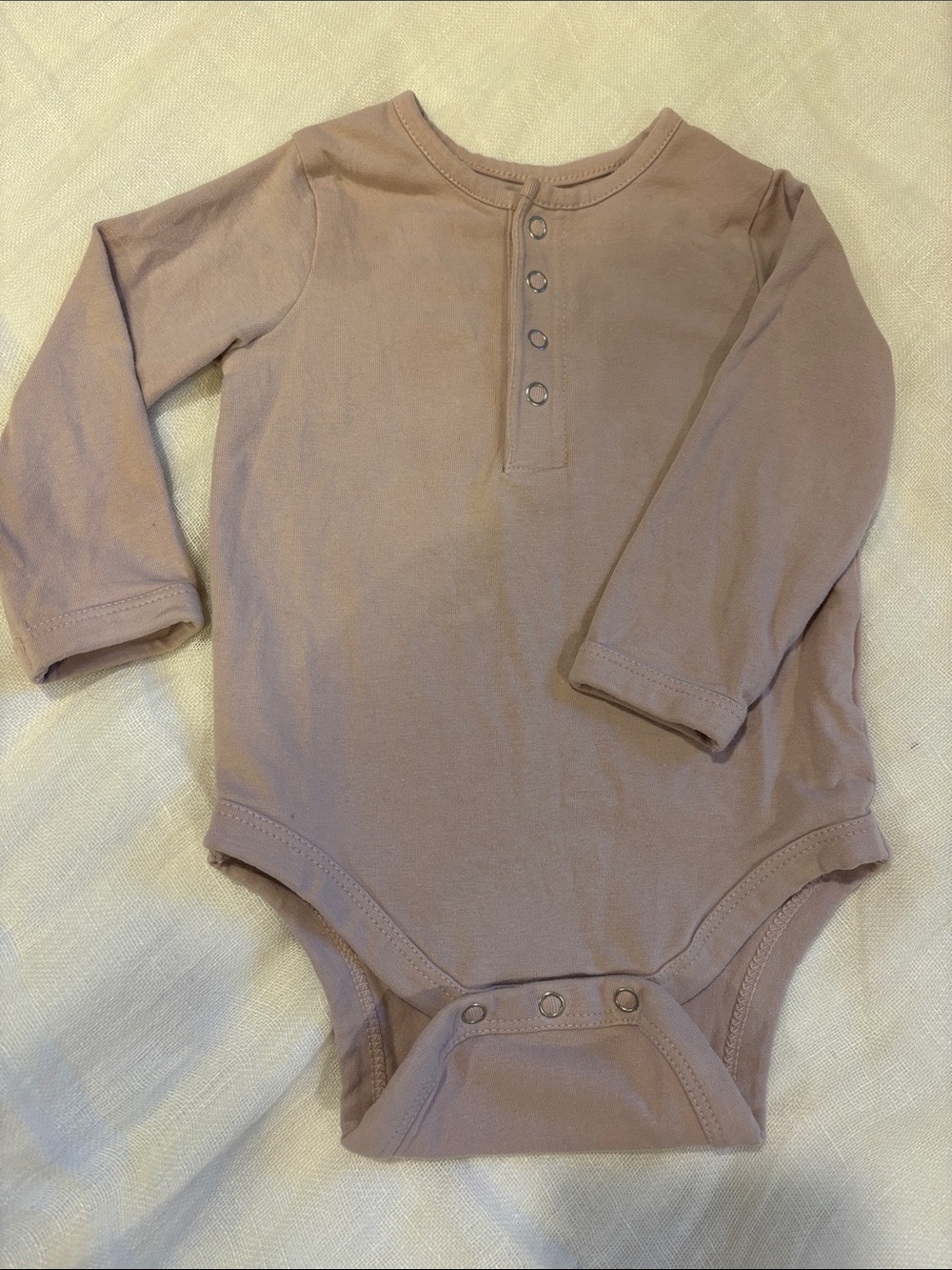 Long-Sleeve Baby Bodysuit in Dusty Mauve